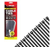 Dekton 50PC Cable Tie Set - 4.8MM X 250MM Black | Heavy Duty Industrial Strength | High Temperature Resistant | Self-Locking Teeth | Ideal for Cables, Piping, Gardening & Wires | Indoor & Outdoor Use