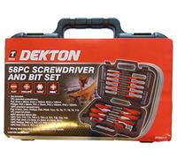 Dekton 58pc Screwdriver and Bit Set - Srong Blow Molded Storage Case with Carry Handle| Set Includes:7pc Assorted Screwdrivers,10pc Precision Screwdrivers,1pc Insert Bit Driver,40pc Assorted Bits