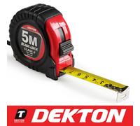 Dekton 5M/16Ft X 19mm Hard Case Tape Measure Belt Clip Rubber Grip