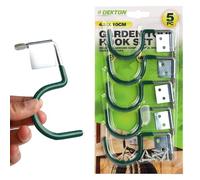 Dekton 5PC Garden Tool Hook Set - Screw-in Wall Storage Hangers for Ladders, Bikes, Brooms & Hoses - Vinyl Coated Steel, Rust-Resistant Utility Hooks for Shed & Workshop Organization
