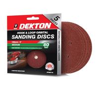 Dekton 5PC Hook and Loop Orbital Sanding Discs 150mm/Extra Coarse - 80 Grit | Ideal for Orbital Sanders | Multi-Surface Use on Wood, Metal, Plaster, Plastics & Paint | Heavy-Duty Sanding Performance