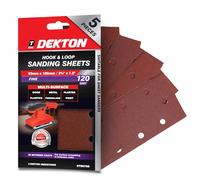 Dekton 5PC Hook and Loop Sanding Sheets 185mm/Extra Coarse - 120 Grit | Ideal for Sheet Sanders | Multi-Surface Use on Wood, Metal, Plaster, Plastics & Paint | Heavy-Duty Sanding Performance