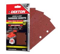 Dekton 5PC Hook and Loop Sanding Sheets 185mm/Extra Coarse - 60 Grit | Ideal for Sheet Sanders | Multi-Surface Use on Wood, Metal, Plaster, Plastics & Paint | Heavy-Duty Sanding Performance