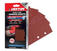 Dekton 5PC Hook and Loop Sanding Sheets 230mm/Extra Coarse - 40 Grit | Ideal for Sheet Sanders | Multi-Surface Use on Wood, Metal, Plaster, Plastics & Paint | Heavy-Duty Sanding Performance