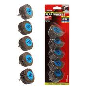 Dekton 5Pc Mixed Grit Flap Wheels 50 x 25mm - 60, 80, 120, 180 & 240 Grit, 6mm Shank, Coarse to Ultra Fine, for Wood, Metal & Plastic, Polishing, Deburring & Surface Prep