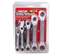 DEKTON 5pc Ring Ratchet Spanner Set -Fully Heat Treated Offset Ratchet Spanners|Easy Reversible Action| Body A3 Steel|Gear 45 Steel Heat Treatment|Body No Hardness|Gear Hardness 42 Degrees