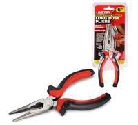 Dekton 6" Long Nose Pliers, Shockproof Anti-Slip Two-Component Handles, Drop Forged, Heat-Treated Polished Carbon Steel, Ergonomic Grip, Durable Hand Tool