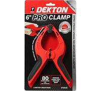 Dekton 6" Pro Clamp with 80mm Jaw Opening, Heavy Duty Rubber Non-Slip Grip, Durable Tough Plastic Construction, Hinged Jaws for Improved Grip on Uneven Surfaces, Ideal for Woodworking & DIY Projects