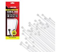 Dekton 60PC Cable Tie Set - 4.8MM X 200MM White | Heavy Duty Industrial Strength | High Temperature Resistant | Self-Locking Teeth | Ideal for Cables, Piping, Gardening & Wires | Indoor & Outdoor Use
