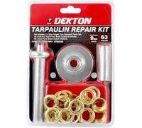 Dekton 63PC Tarpaulin Repair Kit - Includes 3x Drop-Forged Zinc Grommet Punch Set, 30x 1/2" Rust-Proof Brass-Coated Grommets, 30x Rust-Proof Brass-Coated Washers | Ideal for Repairing Tarpaulins