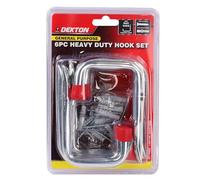 DEKTON 6PC 12cm x 8cm General Purpose Wall Hooks - Max Capacity of 25kg | Ideal for Hanging Tools, Coats, Bags, and More | Durable, Rust-Resistant Metal Construction for Home, Garage, or Office