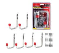 DEKTON 6PC 12cm x 8cm General Purpose Wall Hooks - Max Capacity of 25kg | Ideal for Hanging Tools, Coats, Bags, and More | Durable, Rust-Resistant Metal Construction for Home, Garage, or Office