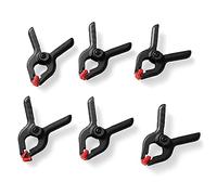 Dekton 6PC 2" Pro Clamp with 30mm Jaw Opening, Heavy Duty Rubber Non-Slip Grip, Durable Tough Plastic Construction, Hinged Jaws for Improved Grip on Uneven Surfaces, Ideal for Wood & DIY Projects