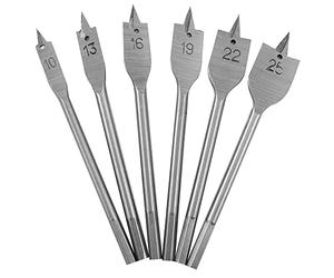Dekton 6pc Flat Wood Drill Set-precision Machined Bits For Accurate Wood Drilling| For Use With An Electric Drill| For Cutting Straight Or Angled Holes In Hardwood, Cross Grain And Laminated Panels
