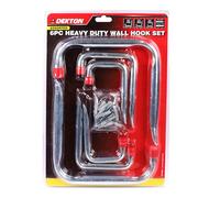DEKTON 6PC Heavy Duty Assorted Wall Hooks - Max Capacity of 35kg | Ideal for Hanging Tools, Coats, Bags, and More | Durable, Rust-Resistant Metal Construction for Home, Garage, or Office