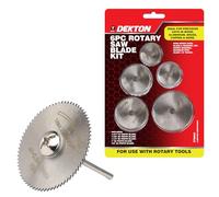 Dekton 6PC Rotary Saw Blade Kit - High-Speed Steel Blade & Mandrel Set | Includes 5 Blades for Rotary Tools | Maximum Speed 20,000 RPM | Compatible with Hand & Power Drills for Versatile Cutting