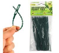 Dekton 70cm 50pc Green Cable Ties - Strong, Flexible & Reusable Plant Ties with Adjustable Locking Design - Secure Support Without Damaging Stems