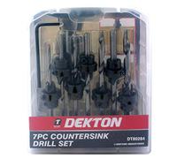 Dekton 7PC Countersink Drill Set - Includes Handy Storage Pouch | Titanium Nitride Coated | High-Speed Steel | Quick Change 1/4" Hex Shank | Perfect for Woodworking, Metalworking & DIY Projects