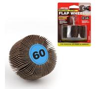 Dekton 80mm Flap Wheel 60 Grit x 40mm - Coarse Aluminium Oxide for Wood, Metal & Plastic, Heavy Paint, Varnish & Rust Removal, Deburring, Polishing, Fits Power Drills 6mm Shank