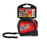 Dekton 8m Professional Tape Measure - Class 2 Accurate, 25mm Double-Sided Nylon Blade, Metric & Imperial, Non-Slip Rubber Case with Metal Clip & Wrist Strap, Self-Locking