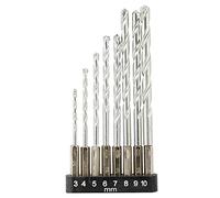 Dekton 8pc 1/4" Shank Masonry Drill Set 3-10mm - Hex Shank, Ideal For Most Drills| 118 Degree Angle Point| Zinc Coated Carbon Steel| Includes Heavy Duty Storage Case| Durable & Precision Engineering