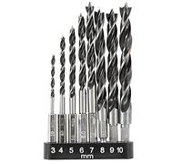 Dekton 8pc 1/4" Shank Wood Drill Set 30-10mm - 118 Angle Point| Two Cutting Edges On Drill Point| Drills With Chisel Action| Strong Carbon Steel| Higher Resistance To Heat| Compatible1/4" Hex shank