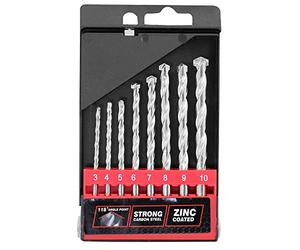 Dekton 8pc Masonry Drill Set 3-4-5-6-7-8-9-10mm - Includes Heavy Duty Storage Case | Zinc Coated, Strong Carbon Steel | 118 Degree Angle Point | Durable & Rust-resistant | Compatible With Most Drills