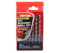 Dekton 8pc Pro Masonry Drill Set 2-10mm -Includes Heavy Duty Storage Case| Carbide Tip| Includes Drill 8 Sizes| Durable Carbide-tipped Bits For Concrete, Brick, Stone | High Performance & Precision