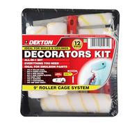 Dekton 9" Decorators Kit - Complete Painting Tools for Walls and Ceilings | Includes Roller, Tray, Brushes and Edging Tools | Ideal for Emulsion Paints | Easy to Use for Smooth & Professional Finishes