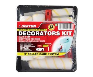 Dekton 9" Decorators Kit - Complete Painting Tools for Walls and Ceilings | Includes Roller, Tray, Brushes and Edging Tools | Ideal for Emulsion Paints | Easy to Use for Smooth & Professional Finishes