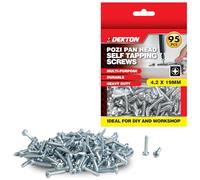 DEKTON 95pc 4.2 x 19mm Pozi Pan Head Self-Tapping Screws - Zinc CR3+ Plated, Durable & Corrosion-Resistant - Ideal for Wood, Metal, Masonry, DIY & Repairs