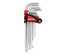 Dekton 9PC Ball End Long Arm Hex Key Set | Ball Point Heads for Up to 25° Angles | Heat Treated for Strength | Ideal for Precision Fastening | Handy Key Holder Included | Includes Sizes 1.5mm - 10mm