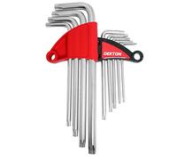 Dekton 9PC Long Torx Hex Key Set | Heat Treated for Strength | Ideal for Precision Fastening | Handy Key Holder Included | Star Allen Key Set for Home Repairs & DIY | Includes Sizes T10 to T50