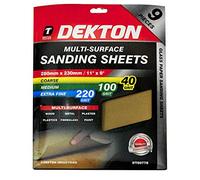 DEKTON 9PC Multi-Purpose Sanding Sheets, 230mm/Mixed - Assorted | Ideal For Multi-Surface Sanding On Wood, Metal, Plaster, Plastics & Paint | Heavy-Duty Sanding Performance
