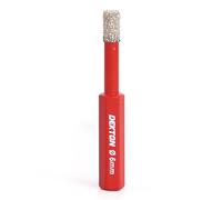 Dekton Brazed Diamond Hole Drill 6.0mm-Wax Core Design Provides Self-cooling And Self-lubrication| Drill Bit For Dry Cutting Ceramic, Porcelain & Stone|1/4 Inches Hex Shank| High Grade Hardened Steel
