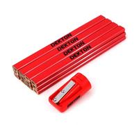 Dekton Carpenter Pencil Set 12pc with Sharpener- Durable, Easy-to-Sharpen, Multi-Color Pencils for Precision Marking| Ideal for Carpentry, Woodworking, and Construction| Packed in a Sturdy Color Box