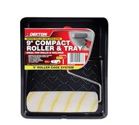 Dekton Compact 9" Roller and Tray Set - Includes 9" Roller Cage, Medium Pile Woven Fabric Sleeves, and Paint Tray | Perfect for Emulsion Paints on Walls and Ceilings | Easy to Use for Smooth Finishes