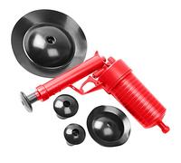 DEKTON DT30340 Drain Blaster with Four ATTACHMENTS,RED,air Powered Plunger,High Pressure,Clog Remover, for Bath Toilets, Bathroom, Shower, Kitchen Clogged Pipe Bathtub.