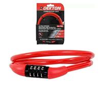 Dekton DT70310 Combination Number Bike Bicycle Lock, Red, 8 mm x 650 mm