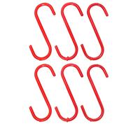 DEKTON DT70568 6PC 5" (125MM) Hook Set,Silver,RED, 5" (125MM),Vinyl COTAED,Extra Strong,S Shaped Hooks for Hanging POTS Pans, Plants,COFEE Cups, Clothes, USE in Kitchen BATHRROM Office Home Garden