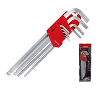 Dekton 9PC Ball End Extra Long Hex Key Set | Ball Point Heads for Up to 25° Angles | Heat Treated for Strength | Ideal for Precision Fastening | Handy Key Holder Included | Includes Sizes 1.5mm - 10mm