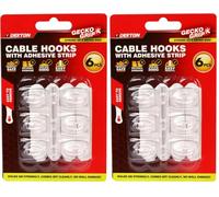 Dekton Geckogrip Clear Cable Hooks 6pc- Self-Adhesive Cable Management Clips| Tidy & Organize Wires| Strong Adhesive for Secure Hold| Ideal for Home, Office, and Workspace| Compact & Discreet White