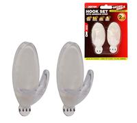DEKTON Geckogrip Hook Set 2pc Clear-Heavy-Duty Wall Hook| Strong Adhesive Grip| Holds Upto 10kg| Ideal for Kitchen, Bathroom, Office| Reusable & Residue-Free| Sleek Clear Finish| Versatile Storage