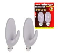 DEKTON Geckogrip Hook Set 2pc White-Heavy-Duty Wall Hook| Strong Adhesive Grip| Holds Upto 10kg| Ideal for Kitchen, Bathroom, Office| Reusable & Residue-Free| Sleek White Finish| Versatile Storage