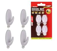 DEKTON Geckogrip Hook Set 4pc White-Heavy-Duty Wall Hook| Strong Adhesive Grip| Holds Upto 10kg| Ideal for Kitchen, Bathroom, Office| Reusable & Residue-Free| Sleek White Finish| Versatile Storage
