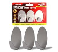 Dekton Geckogrip Hook Set Stainless Steel 3pc-Heavy-Duty Adhesive Hooks| Rust-Resistant & Durable| Holds Up to 10kg | Ideal for Kitchen, Bathroom, Office| Sleek, Modern Design| Reusable & Residue-Free