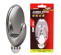 Dekton Geckogrip Jumbo Hook 1pc Chrome-Heavy-Duty Wall Hook| Strong Adhesive Grip| Holds Upto 10kg| Ideal for Kitchen, Bathroom, Office| Reusable & Residue-Free| Sleek Chrome Finish| Versatile Storage