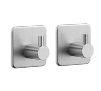 Dekton Geckogrip Stainless Steel Hook 2pc Square-Heavy-Duty Wall Hooks| Sleek Stainless Steel Design| Strong Adhesive Grip| Rust-Resistant| Ideal for Kitchen, Bathroom, Office| Reusable & Residue-Free