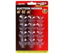 Dekton Geckogrip Suction Hooks Large 12pc-Strong Suction Cup Hooks|No Drilling or Tools Required| Ideal for Kitchen,Bathroom|Reusable & Residue-Free|Secure Hold on Smooth Surfaces|Durable & Waterproof