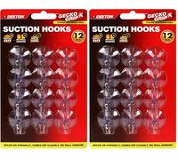 Dekton Geckogrip Suction Hooks Large 12pc-Strong Suction Cup Hooks|No Drilling or Tools Required| Ideal for Kitchen,Bathroom|Reusable & Residue-Free|Secure Hold on Smooth Surfaces|Durable & Waterproof